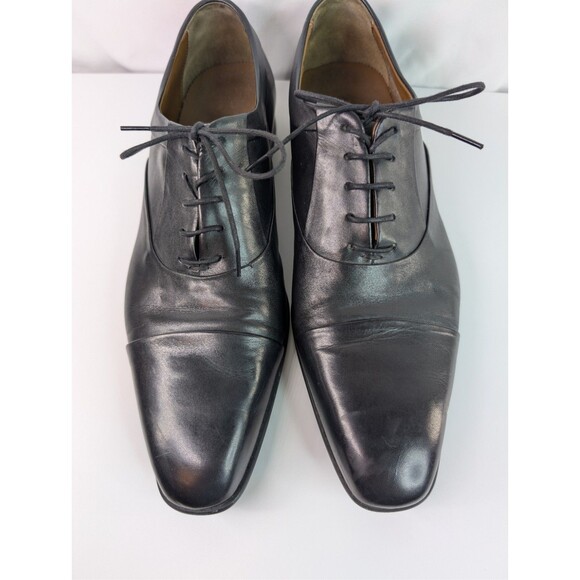 ZARA Man Shoes 44 US 11 Men's Black Leather Oxford Derby Lace Up Dress Cap Toe - Picture 4 of 13